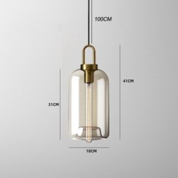 3-flammige Pendelleuchte mit Glasschirminsel