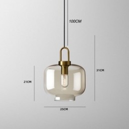 3-flammige Pendelleuchte mit Glasschirminsel