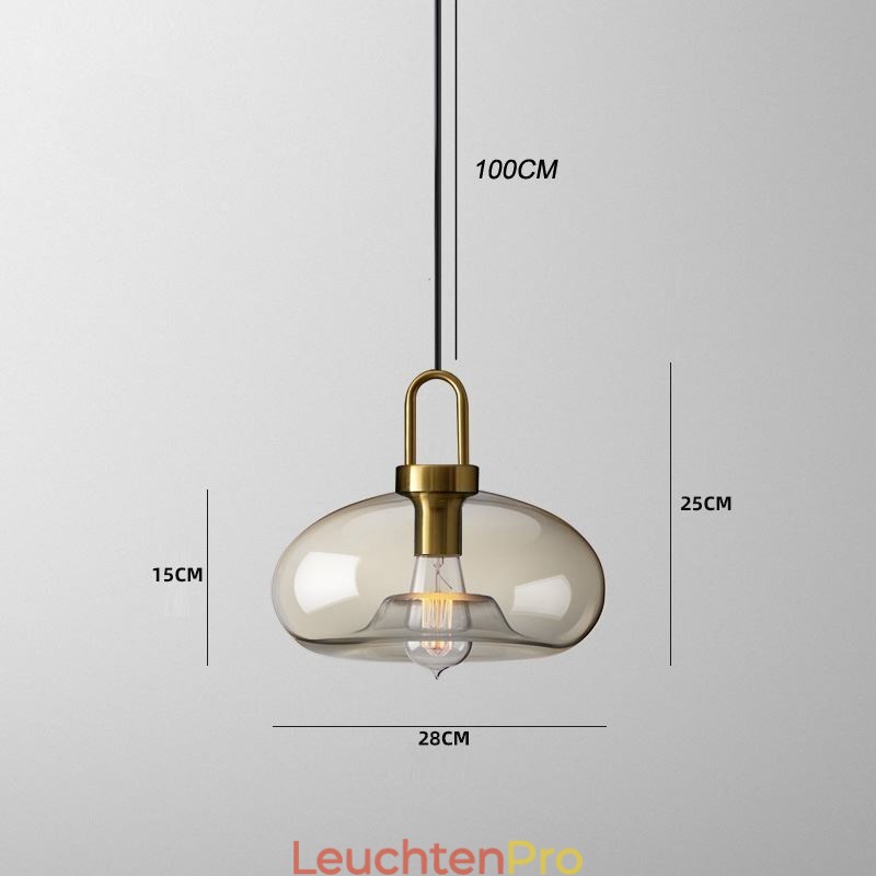 3-flammige Pendelleuchte mit Glasschirminsel