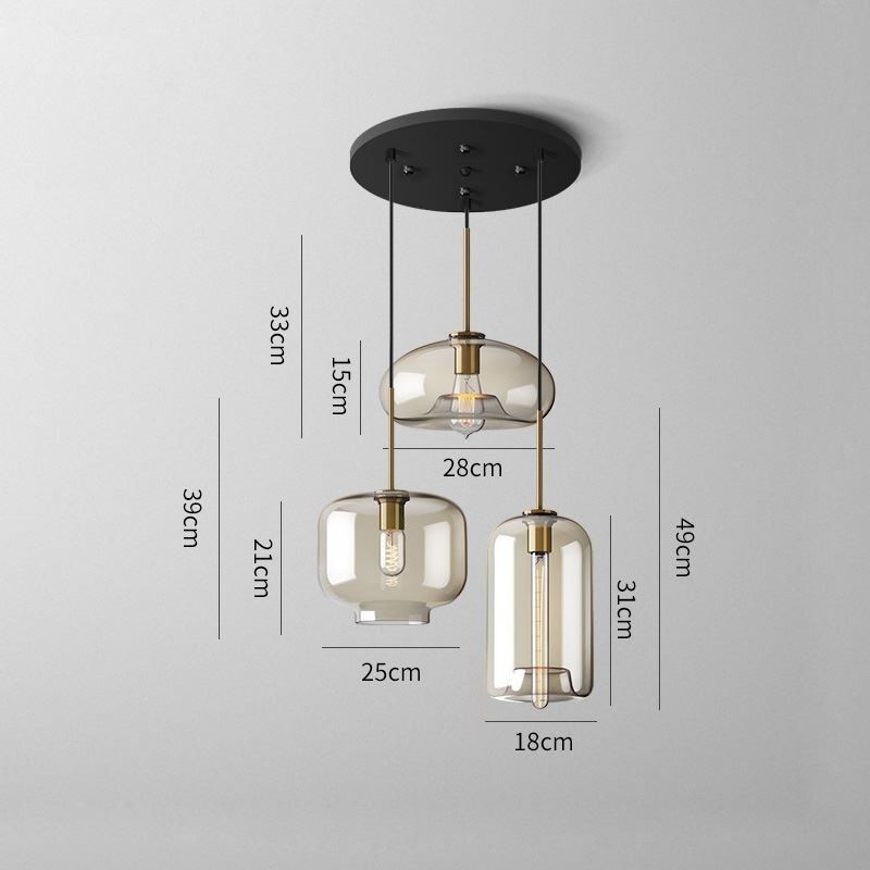 3 Licht Glas Pendelleuchte Klassische Cluster Hängende Beleuchtungskörper Cafe