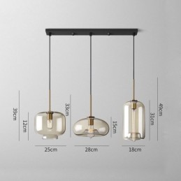 3 Licht Glas Pendelleuchte Klassische Cluster Hängende Beleuchtungskörper Cafe
