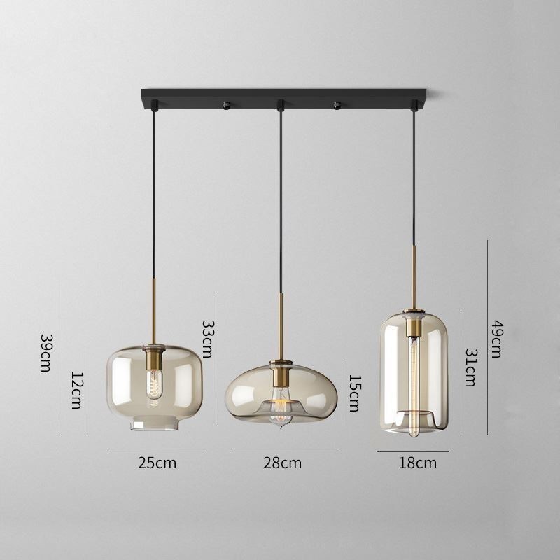 3 Licht Glas Pendelleuchte Klassische Cluster Hängende Beleuchtungskörper Cafe
