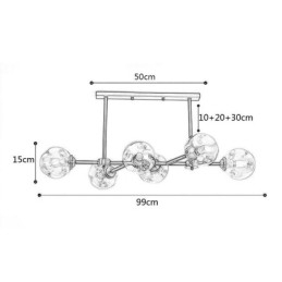 6-flammige moderne Deckenleuchte aus Glas „Magic Bean“