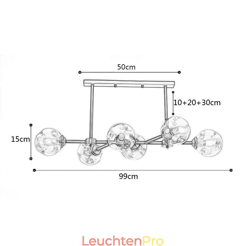 6-flammige moderne Deckenleuchte aus Glas „Magic Bean“