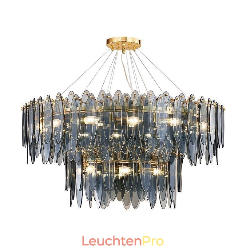 Moderne runde Pendelleuchte aus Glas, eleganter Kronleuchter aus Glas