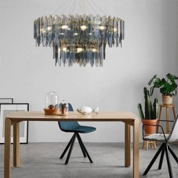Moderne runde Pendelleuchte aus Glas, eleganter Kronleuchter aus Glas