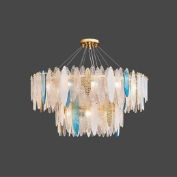 Moderne runde Pendelleuchte aus Glas, eleganter Kronleuchter aus Glas