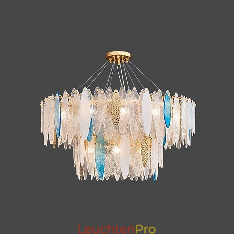 Moderne runde Pendelleuchte aus Glas, eleganter Kronleuchter aus Glas