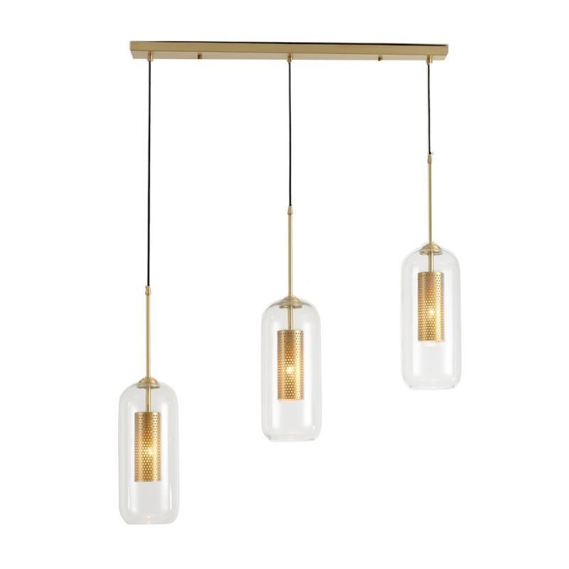Nordische Pendelleuchte aus klarem Glas Einzigartige Pendelleuchte aus innenliegendem Messing