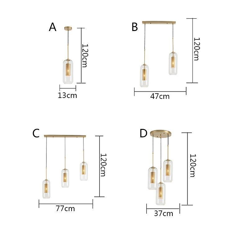 Nordische Pendelleuchte aus klarem Glas Einzigartige Pendelleuchte aus innenliegendem Messing