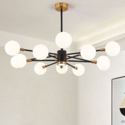 Nordic Glas Anhänger Licht Milchig Weiß Runde Lampe Kronleuchter Beleuchtung
