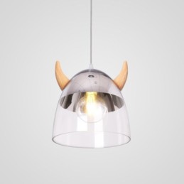 Klassische Glas Pendelleuchte Holz Horn Lampe Kreative Beleuchtung