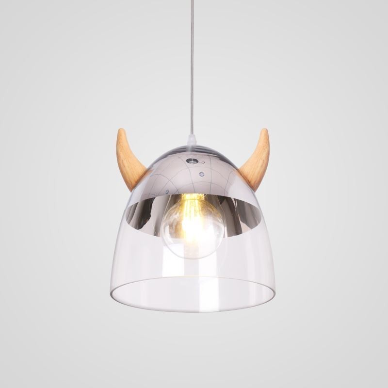 Klassische Glas Pendelleuchte Holz Horn Lampe Kreative Beleuchtung