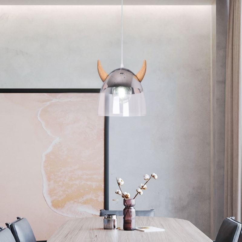 Klassische Glas Pendelleuchte Holz Horn Lampe Kreative Beleuchtung