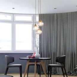 Glas Pendelleuchte Klar Rund Gerippt Kürbisform Lampe 1 Licht