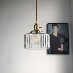 Jelly Jar Pendelleuchte aus klarem geripptem Glas mit Drehschalter
