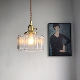 Jelly Jar Pendelleuchte aus klarem geripptem Glas mit Drehschalter
