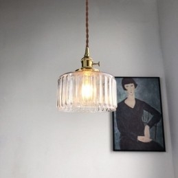 Jelly Jar Pendelleuchte aus klarem geripptem Glas mit Drehschalter