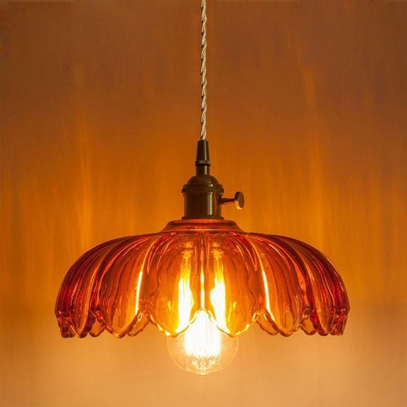 Moderne Retro-Glas-Anhänger Beleuchtung Blume Schatten Lampe mit Twist Switch Licht