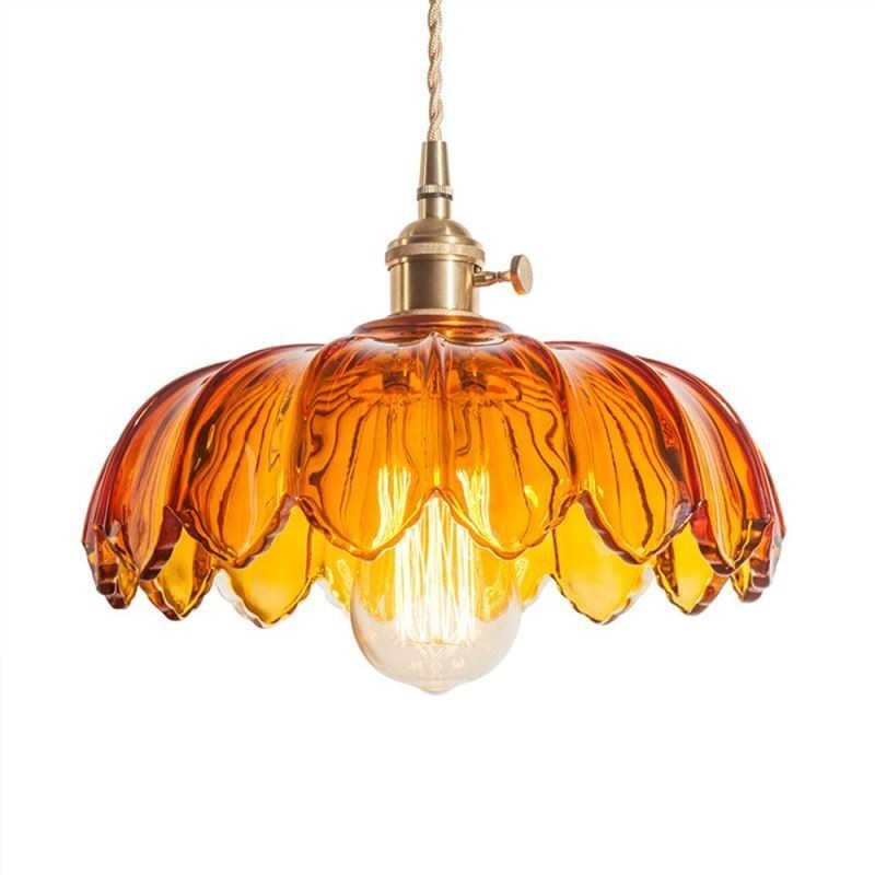 Moderne Retro-Glas-Anhänger Beleuchtung Blume Schatten Lampe mit Twist Switch Licht