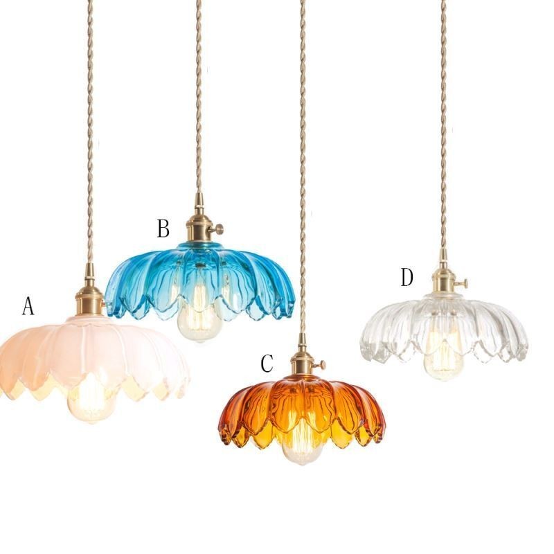 Moderne Retro-Glas-Anhänger Beleuchtung Blume Schatten Lampe mit Twist Switch Licht