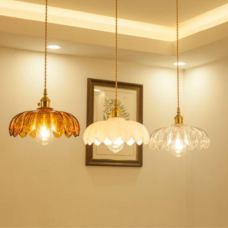 Moderne Retro-Glas-Anhänger Beleuchtung Blume Schatten Lampe mit Twist Switch Licht