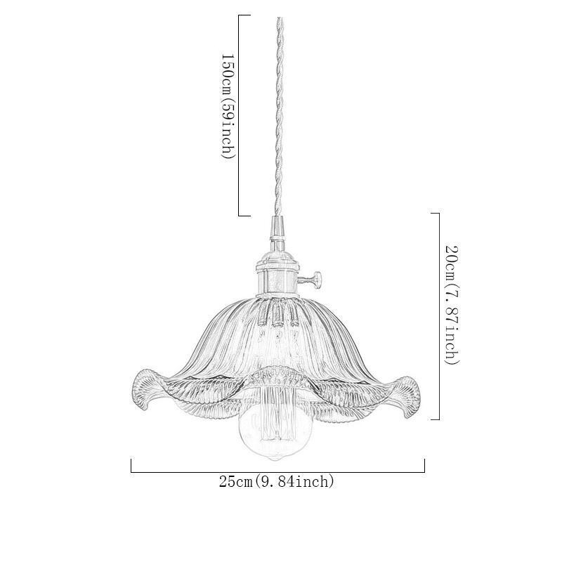 Vintage bunte gerippte Glas Pendelleuchte Blume Schatten Lampe mit Twist Switch Licht