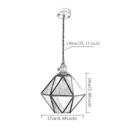 Geometrische Pendelleuchte im Bauernhausstil aus farbigem Glas