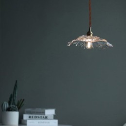 Lotusblatt gerippte Klarglas Pendelleuchte Homestay Lampe