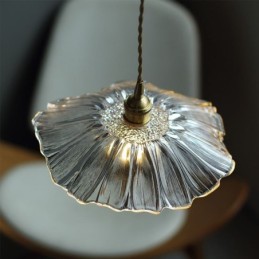 Lotusblatt gerippte Klarglas Pendelleuchte Homestay Lampe
