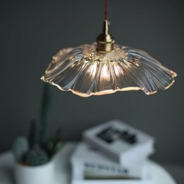 Lotusblatt gerippte Klarglas Pendelleuchte Homestay Lampe