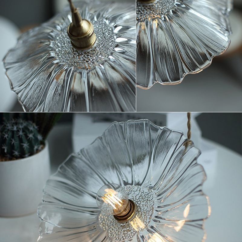 Lotusblatt gerippte Klarglas Pendelleuchte Homestay Lampe