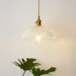 Große Deckenleuchte aus klarem geripptem Glas, Heimbeleuchtung mit Drehschalter, Lampe, wohltuendes, warmes Licht