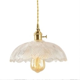 Große Deckenleuchte aus klarem geripptem Glas, Heimbeleuchtung mit Drehschalter, Lampe, wohltuendes, warmes Licht