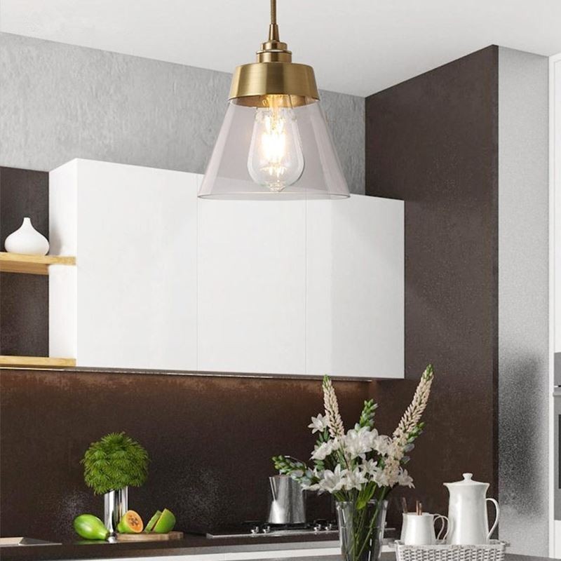 Nordic Retro Pendelleuchte Glasschirm Home Beleuchtung Messing Halter Lampe Licht