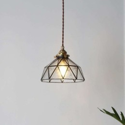 Geometrische Pendelleuchte aus Buntglas