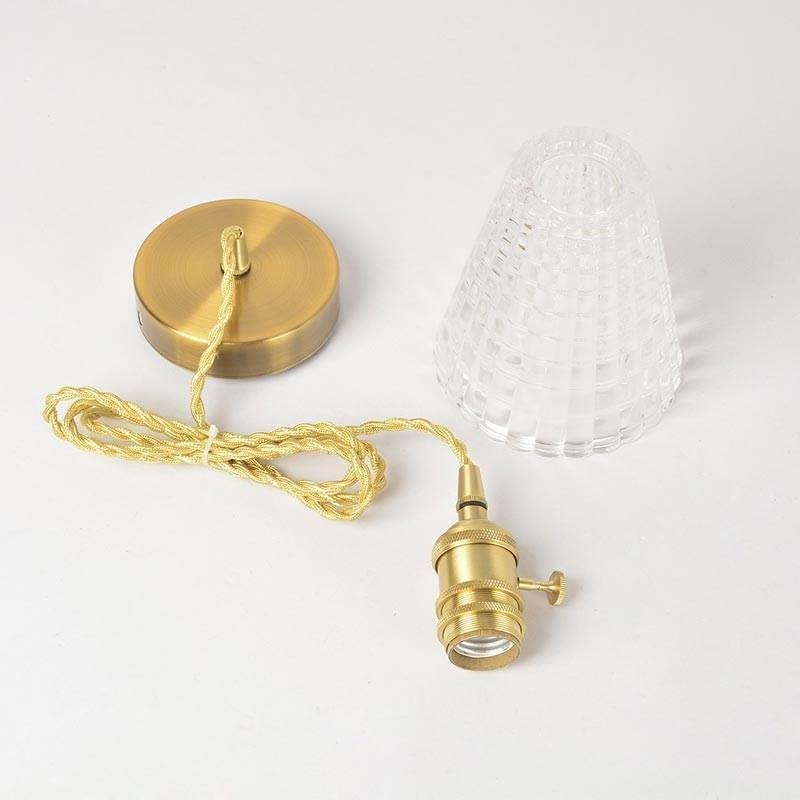 Quadratische klare gerippte Glas Pendelleuchte Messing Lampe mit Drehschalter Beleuchtung