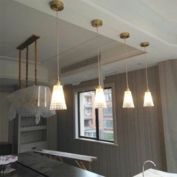 Quadratische klare gerippte Glas Pendelleuchte Messing Lampe mit Drehschalter Beleuchtung