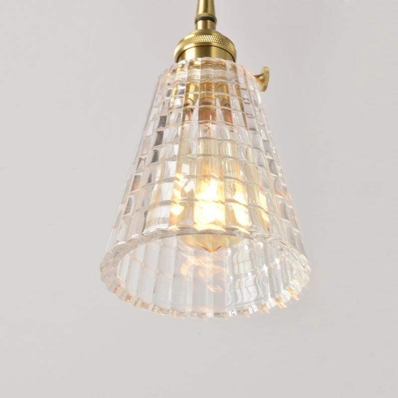 Quadratische klare gerippte Glas Pendelleuchte Messing Lampe mit Drehschalter Beleuchtung