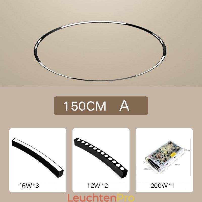 Kreisförmiges Schienenlicht, magnetische Einbauschienenleuchte, 150 cm