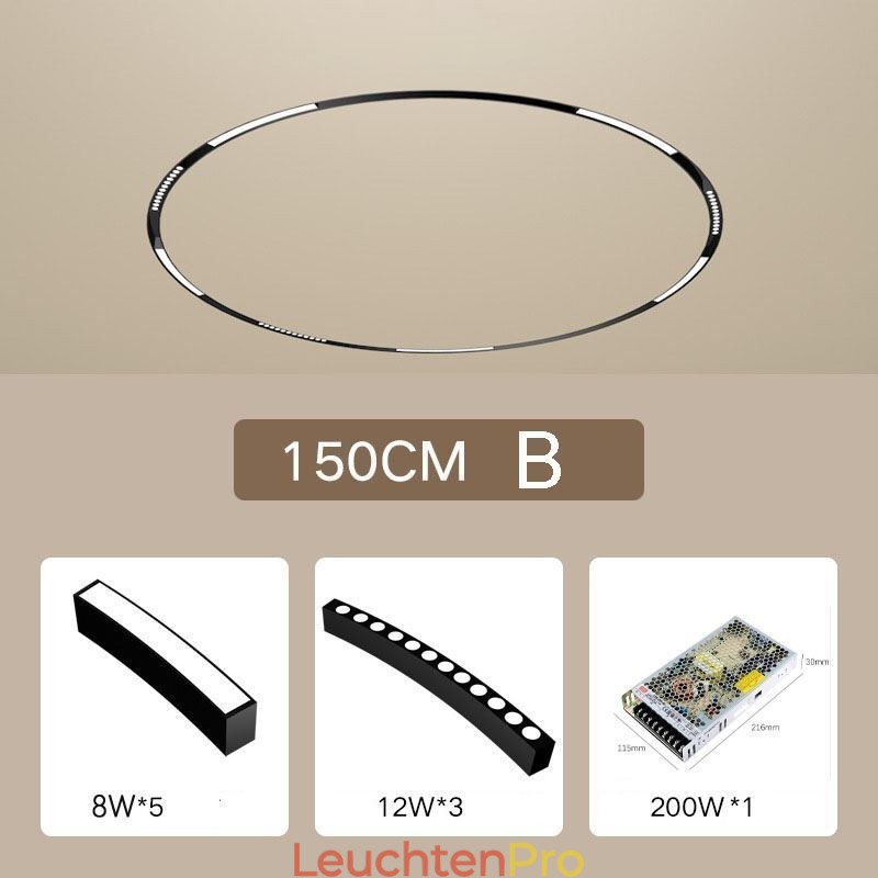 Kreisförmiges Schienenlicht, magnetische Einbauschienenleuchte, 150 cm