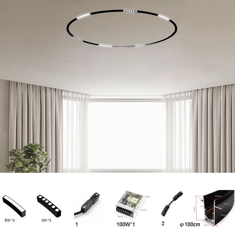Kreisförmiges Schienenlicht, magnetischer Einbaustrahler, dekoratives Licht, 100 cm