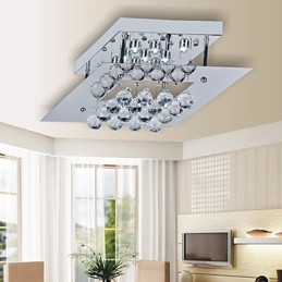 Moderne zeitgenössische Kristall galvanisierte Metall Flush Mount