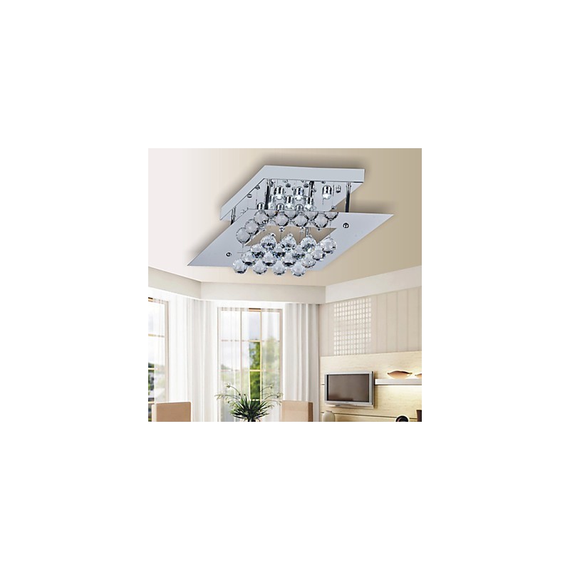 Moderne zeitgenössische Kristall galvanisierte Metall Flush Mount