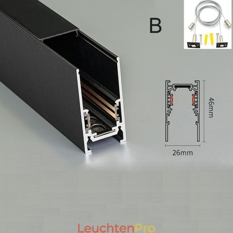 Einbauschienenbeleuchtung Schienen Magnetisches Aluminium-Schienenoberflächenprofil Ultradünner Schienenlichtstreifen 100cm
