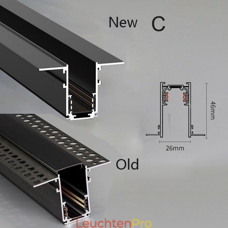 Einbauschienenbeleuchtung Schienen Magnetisches Aluminium-Schienenoberflächenprofil Ultradünner Schienenlichtstreifen 100cm