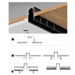 Einbauschienenbeleuchtung Schienen Magnetisches Aluminium-Schienenoberflächenprofil Ultradünner Schienenlichtstreifen 100cm