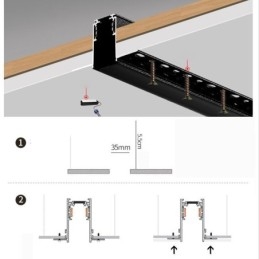 Einbauschienenbeleuchtung Schienen Magnetisches Aluminium-Schienenoberflächenprofil Ultradünner Schienenlichtstreifen 100cm