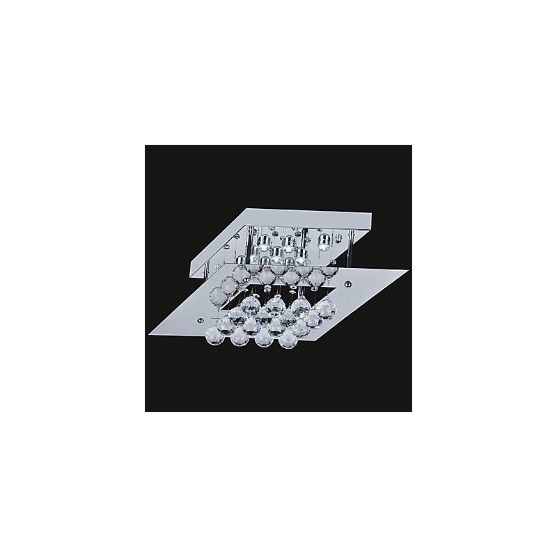 Moderne zeitgenössische Kristall galvanisierte Metall Flush Mount