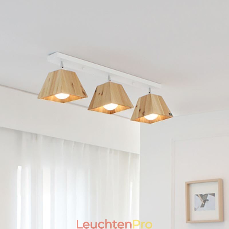 Nordischer Holzstrahler Vier Prismen drehbarer Deckenstrahler